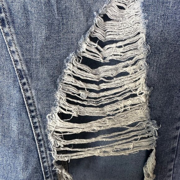 🤩Women Maxi Skirt Deconstructed Sz 27 Denim Jean Skirt Blue Sam Edelman New - Picture 9 of 10